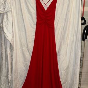 Laundry By Shelli Segal Red Plunge Maxi Sundress